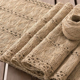 Farmhouse Rustic Jute  Woven Dining Table Runner for Bedroom Dresser Kitchen Home Decor(Brown, 30*91cm) In Australia - Darrahopens