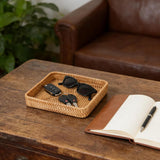 Remote Basket for Coffee Table Entryway Living Room Rattan Serving Tray Handwoven Wicker Baskets Decorative Tray for Wallet Remote Control Trinkets Rings Cosmetics Crackers（medium size） In Australia - Darrahopens