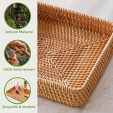 Remote Basket for Coffee Table Entryway Living Room Rattan Serving Tray Handwoven Wicker Baskets Decorative Tray for Wallet Remote Control Trinkets Rings Cosmetics Crackers（medium size） In Australia - Darrahopens