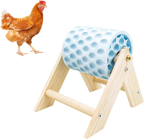 Chicken Coop Accessories, Beak Grinding Calcium Stone with Wooden Stand, Chicken Enrichment Toys, Toys for Hens, Ducks, Geese, Turkeys, Poultry, Blue In Australia - Darrahopens