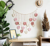 Wall Hanging Tapestry with Wood Bead and Leaf Wall Decor for Bedroom Living Room Nursery Apartment, Room Boho Style Decor Tapestry(Pink 120 * 75CM - Comes with 10 wooden clips) In Australia - Darrahopens