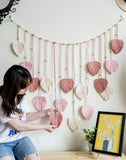 Wall Hanging Tapestry with Wood Bead and Leaf Wall Decor for Bedroom Living Room Nursery Apartment, Room Boho Style Decor Tapestry(Pink 120 * 75CM - Comes with 10 wooden clips) In Australia - Darrahopens