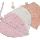 Wall Hanging Tapestry with Wood Bead and Leaf Wall Decor for Bedroom Living Room Nursery Apartment, Room Boho Style Decor Tapestry(Pink 120 * 75CM - Comes with 10 wooden clips) In Australia - Darrahopens
