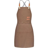 Chef Apron with Cross Back Straps for Men Women, Cotton Canvas Apron for Artists Painting, Kitchen Cooking（khaki）