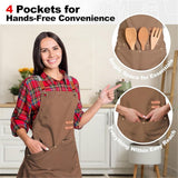 Chef Apron with Cross Back Straps for Men Women, Cotton Canvas Apron for Artists Painting, Kitchen Cooking（khaki） In Australia - Darrahopens