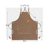 Chef Apron with Cross Back Straps for Men Women, Cotton Canvas Apron for Artists Painting, Kitchen Cooking（khaki）