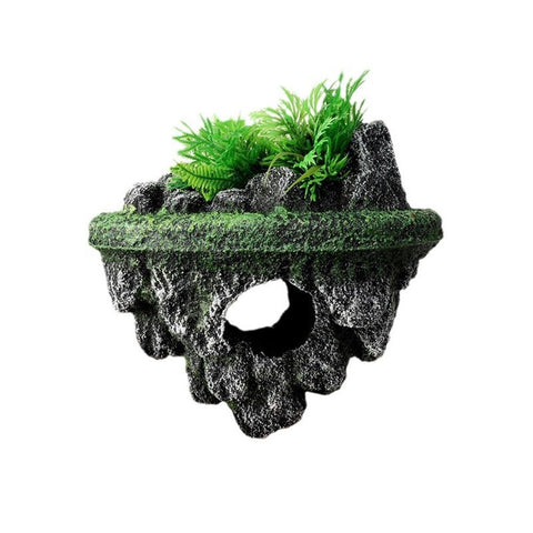 Aquarium Floating Island Decorations,Fish Tank Decorations, Interactive Fish Tank Toy for Betta Fish, Guppies, Goldfish, Shrimps, and Hermit Crabs（small）