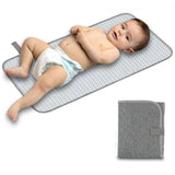Baby Changing Pad Portable, Diaper Changing Mat , Travel Pad for Diaper Bag, Baby Essentials, Wipeable & Waterproof Mat (Gray)