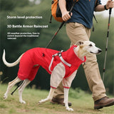 Waterproof Dog Raincoat, Full Coverage Small Dog Rain Coat with Harness, Adjustable 4 Legs Puppy Rain Jacket with Reflective Strip and Elastic Cuffs (Red, L) In Australia - Darrahopens