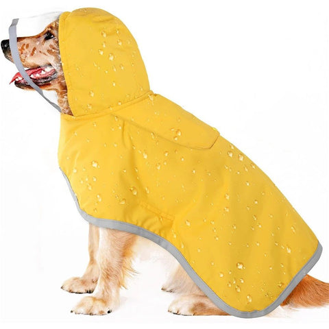 Dog Raincoat, Adjustable Dog Rain Jacket Clear Hooded Layer, Waterproof Poncho with Reflective Strip Straps for Small Medium Large Dogs Puppies(L) In Australia - Darrahopens