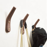 4Pack Wood Hooks Wall Mounted, Minimalist Easy Install Natural Real Walnut Cute Mid Century Modern Simple Rustic Boho Home Foyer Entryway Decor, for Hanging Hat Cap Bag Coat Towel Clothes