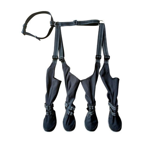 Dog Suspender Boots, Tall Dog Boots Anti-Slip & Fall Waterproof Shoes Leggings, Adjustable Suspender Boots for Dogs Winter Snow Rain Hiking Paws Protector(Black, 5:XL) In Australia - Darrahopens
