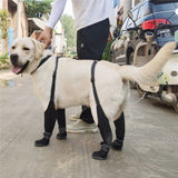 Dog Suspender Boots, Tall Dog Boots Anti-Slip & Fall Waterproof Shoes Leggings, Adjustable Suspender Boots for Dogs Winter Snow Rain Hiking Paws Protector(Black, 5:XL)