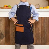 Heavy Duty Work Apron for Kid Boys with Pockets and Adjustable Cross-back Straps, For Cooking Painting Gardener Canvas Apron