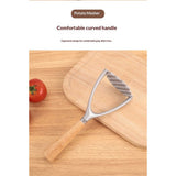 Potato Masher with Wooden Handle, Manual Potato Press for Kitchen Tool, Aluminum Alloy Potato Ricer For Fluffy Mashed Potato