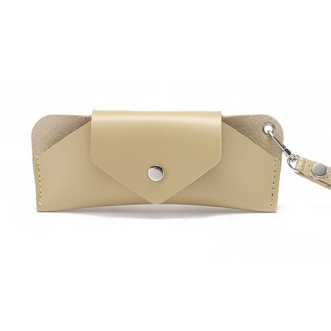 Eyeglass Case - Handmade Slim Sunglasses Holder, Genuine and Universal Fit for Men and Women（Milk tea khaki color） In Australia - Darrahopens