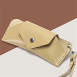 Eyeglass Case - Handmade Slim Sunglasses Holder, Genuine and Universal Fit for Men and Women（Milk tea khaki color） In Australia - Darrahopens