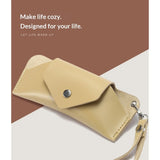 Eyeglass Case - Handmade Slim Sunglasses Holder, Genuine and Universal Fit for Men and Women（Milk tea khaki color） In Australia - Darrahopens