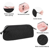 Hair Tools Travel Bag, Quilted Case Organizer Bag, Gift for Women Hair Accessories Storage Bag, Travel Hairdryer Portable Bag for Women, Black