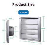 4 Inch Stainless Steel Dryer Vent Cover - Air Vent Gravity Moving Flap Grille,Stainless Steel Outdoor Exterior Wall Air Vent Cover for Bathroom Exhaust Vent Office Home
