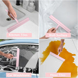 Silicone Squeegee for Glass Doors Window Squeegee for Walls, Sink, Mirror, Bathroom, Car Window Cleaning - Pink