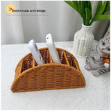 Remote Control Holder, Wicker Desk Organizer Basket for TV Remotes, Office Supplies, Makeup Brushes, Handwoven Storage Caddy for Tabletop, Shelf, or Kitchen Use In Australia - Darrahopens