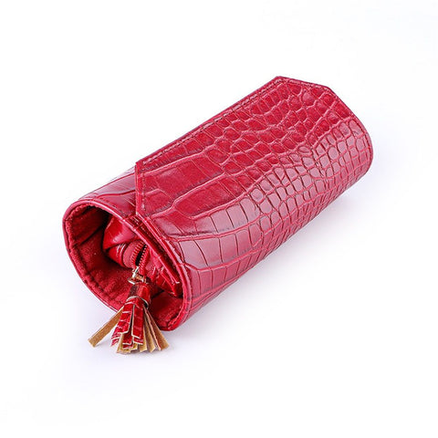 Roll Travel Jewel Bag case for Multiple Necklaces, Rings, Bracelets, Supple Leather, Large Capacity Without Crease, Lightweight, Portable & Practical (red) In Australia - Darrahopens