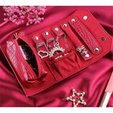Roll Travel Jewel Bag case for Multiple Necklaces, Rings, Bracelets, Supple Leather, Large Capacity Without Crease, Lightweight, Portable & Practical (red) In Australia - Darrahopens