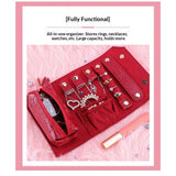 Roll Travel Jewel Bag case for Multiple Necklaces, Rings, Bracelets, Supple Leather, Large Capacity Without Crease, Lightweight, Portable & Practical (red) In Australia - Darrahopens