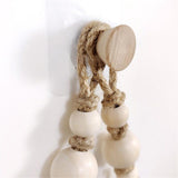 Rope Toilet Paper Holder, Wood Bead Hemp Rope Towel Holder, 2 Pcs Wall Mount Boho Toilet Tissue Holder No-Drill Bathroom Towel Holder