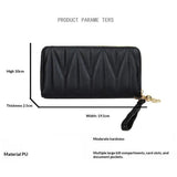Women Leather Wallet Blocking Large Capacity Zipper Around Travel Wristlet Bag, Long Zip Card Holder Clutch with Wrist Strap