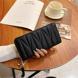Women Leather Wallet Blocking Large Capacity Zipper Around Travel Wristlet Bag, Long Zip Card Holder Clutch with Wrist Strap