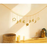 51.18" Gold Metal Moon Phase Wall Decor - Handcrafted Boho Celestial Art for Bedroom Living Room, Lightweight Easy Hang, Gift for Women Teens