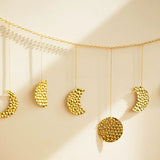 51.18" Gold Metal Moon Phase Wall Decor - Handcrafted Boho Celestial Art for Bedroom Living Room, Lightweight Easy Hang, Gift for Women Teens