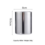 Toothbrush Holder for Bathroom, 304 Stainless Steel Toothbrush Tumbler Cup Water Cup Beverages Beer Cup for Home Party Travel (Silver, 400ml)
