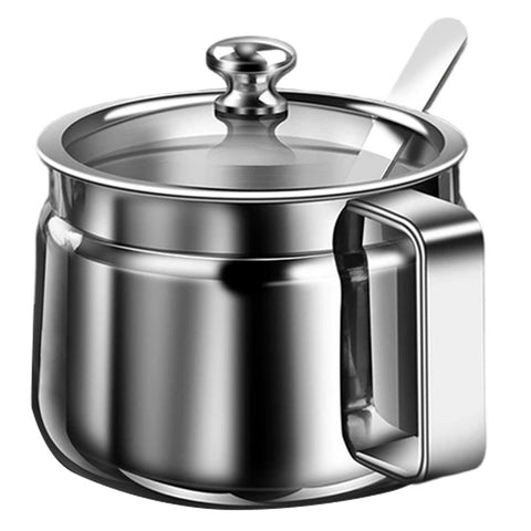 Ghee Container with Spoon Pot, 500mL Large Ghee Pot Kitchen with Handle, Stainless Steel Oil Container with Lid for Items (Small) In Australia - Darrahopens