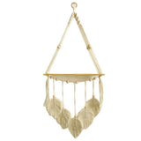 Wooden Wall Hanging w/Shelf & Sturdy Beaded Rope - Handmade Modern Living Room Decor - Wall Decor to Securely Hold Plants & More - Beautiful Boho Decorations for Interior Design
