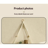 Wooden Wall Hanging w/Shelf & Sturdy Beaded Rope - Handmade Modern Living Room Decor - Wall Decor to Securely Hold Plants & More - Beautiful Boho Decorations for Interior Design