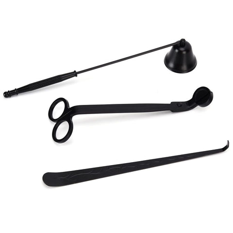 3 in 1 Candle Tools Set, Candle Wick Trimmer, Candle Cutter, Candle Snuffer, Candle Wick Dipper Accessory Set - Black