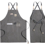 Canvas Cross Back Chef Cotton Aprons for Men Women with Large Pockets,Strap Adjustable Apron Apron For Men Women（Only apron） In Australia - Darrahopens