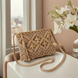 Handmade Crochet Purse Boho Cotton Rope Crossbody Shoulder Bag with Tassel Casual Bag for Women, for Summer Beach Travel Clutch Handbag In Australia - Darrahopens
