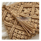 Handmade Crochet Purse Boho Cotton Rope Crossbody Shoulder Bag with Tassel Casual Bag for Women, for Summer Beach Travel Clutch Handbag In Australia - Darrahopens