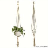 2 pack Natural hemp rope Plant Hanger & Holder and Metal Ring,48.03-inches Length (Without The White Pot and Plant)