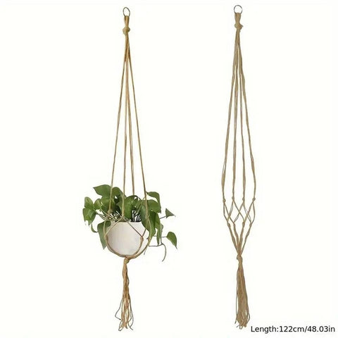 2 pack Natural hemp rope Plant Hanger & Holder and Metal Ring,48.03-inches Length (Without The White Pot and Plant)