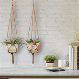 2 pack Natural hemp rope Plant Hanger & Holder and Metal Ring,48.03-inches Length (Without The White Pot and Plant)