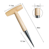 2 pack Hand Dibber Garden Tool, Seed Planter Tool with Wood Handle for Sowing Seed - Seed Dispenser for Planting chrome plating Garden Dibber, Transplanting Plants,Planting Bulb,Digging