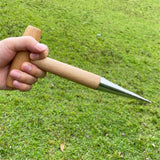 2 pack Hand Dibber Garden Tool, Seed Planter Tool with Wood Handle for Sowing Seed - Seed Dispenser for Planting chrome plating Garden Dibber, Transplanting Plants,Planting Bulb,Digging