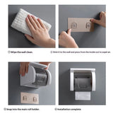 Self Adhesive Toilet Paper Holder with Shelf, Waterproof Toilet Paper Roll Holder Wall Mount for Bathroom and Washroom, White（Only tissue box） In Australia - Darrahopens
