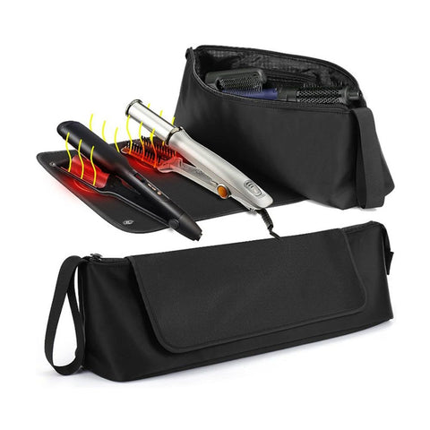 Hair Tools Travel Bag with Heat Resistant Mat - Hair Tool Organizer Case for Curling Iron, Straightener, Flat Iron & Hair Dryer Storage Pouch, Large Capacity Design Women Travel Essentials（only bag）