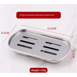 Soap Dish,Stainless Steel Soap Holder with Drain Spout, Soap Saver for Bathroom Shower, Bathtub, Kitchen Sink,Durable and Stylish